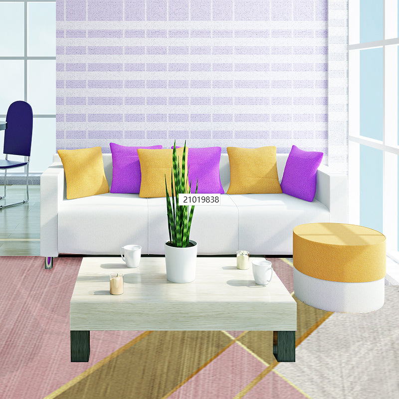 Pink and White Simple Rug Polyester Color Block Geometric Rug Washable Non-Slip Underlay Rectangular Rug for Bedroom