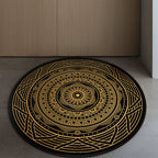 Vintage Southwest Rug Yellow and Black Tribal Rug Polyester Non-Slip Backing Rug for Living Room