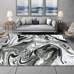 Modern living room rug in black and white Abstract twisted lines pattern rug Polyester washable rug