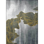 Modern living room rug in gray abstract color block wave pattern rug polyester washable rug for the area