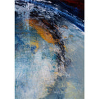 Contemporary modern rug in blue abstract painting print, polyester rug, washable, for home decoration