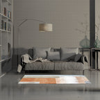 Orange Bedroom Rug Modern Abstract Oil Painting Pattern Rug Polyester Washable Rug