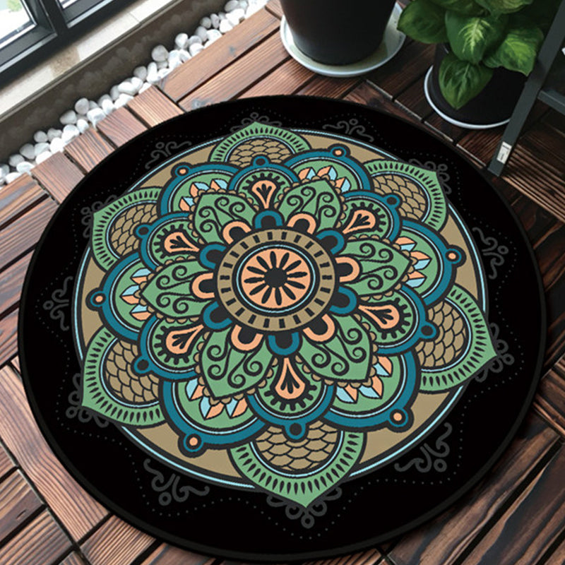 Retro green Southwest rug polyester tribal area rug washable rug for bedroom