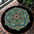 Retro green Southwest rug polyester tribal area rug washable rug for bedroom