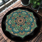 Retro green Southwest rug polyester tribal area rug washable rug for bedroom