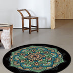 Retro green Southwest rug polyester tribal area rug washable rug for bedroom