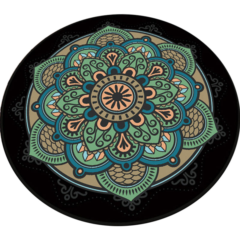 Retro green Southwest rug polyester tribal area rug washable rug for bedroom