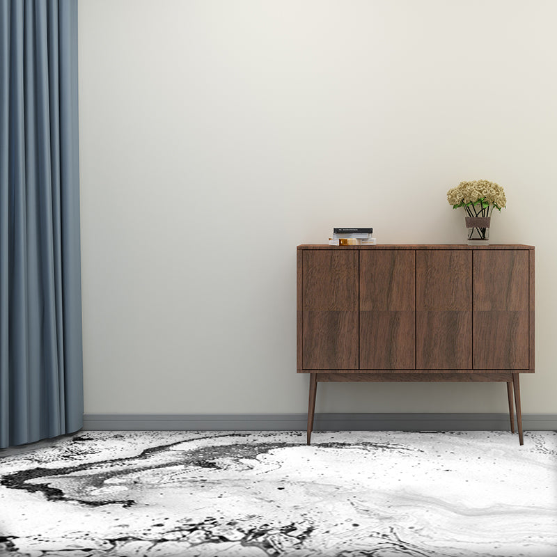 Modern bedroom rug in white abstract splash pattern rug polyester washable rug