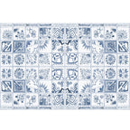Oriental Flower Square Pattern Carpet in White Moroccan Carpet Polyester Non-Slip Back Carpet for Bedroom