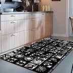 Oriental Flower Square Pattern Carpet in White Moroccan Carpet Polyester Non-Slip Back Carpet for Bedroom