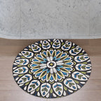 Green Americana Rug Polyester Tribal Leaf Rug Non-Slip Backing Rug for Living Room