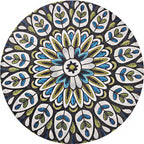 Green Americana Rug Polyester Tribal Leaf Rug Non-Slip Backing Rug for Living Room