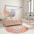 Red and green Moroccan carpet polyester flower carpet non-slip back carpet for living room