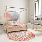 Red and green Moroccan carpet polyester flower carpet non-slip back carpet for living room