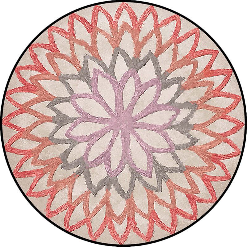Red and green Moroccan carpet polyester flower carpet non-slip back carpet for living room