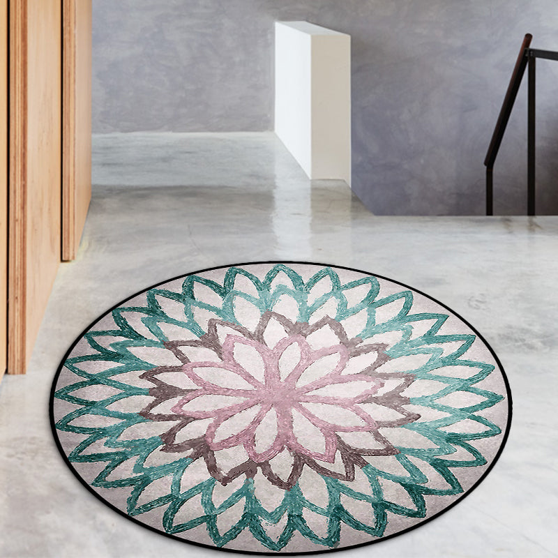 Red and green Moroccan carpet polyester flower carpet non-slip back carpet for living room