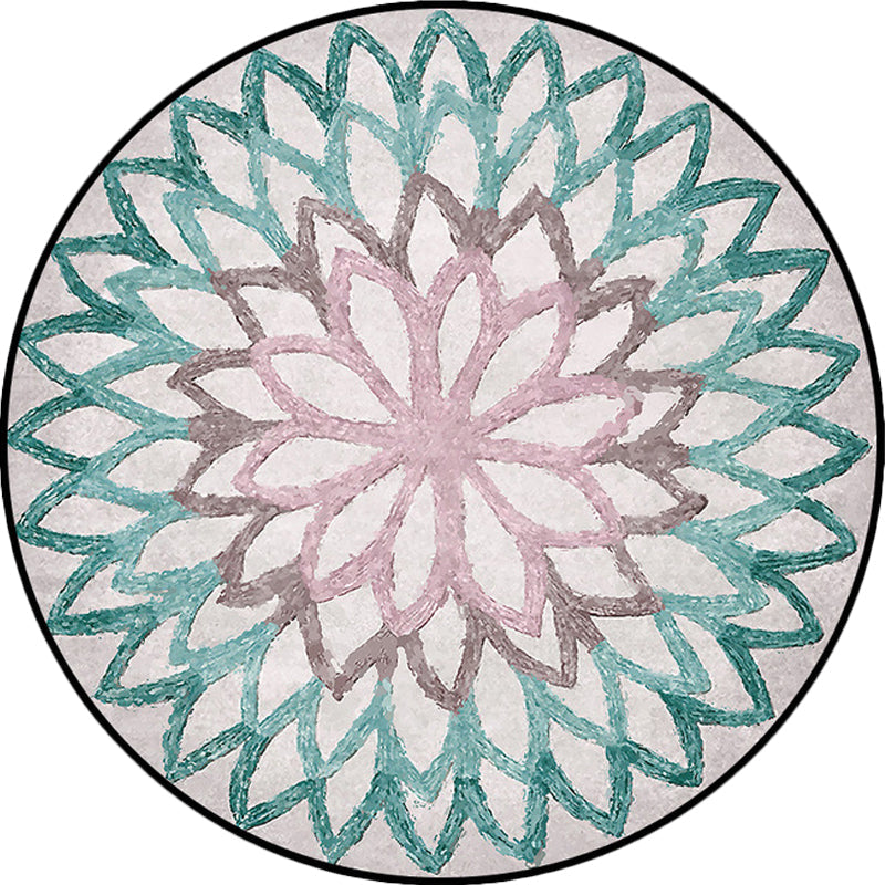 Red and green Moroccan carpet polyester flower carpet non-slip back carpet for living room