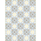 Moroccan living room rug in blue and yellow floral circle print carpet polyester non-slip rug