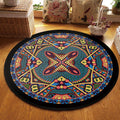 Southwest Tribal Carpet Red and Black Polyester Rug with Non-Slip Back Area Rug for Bedroom