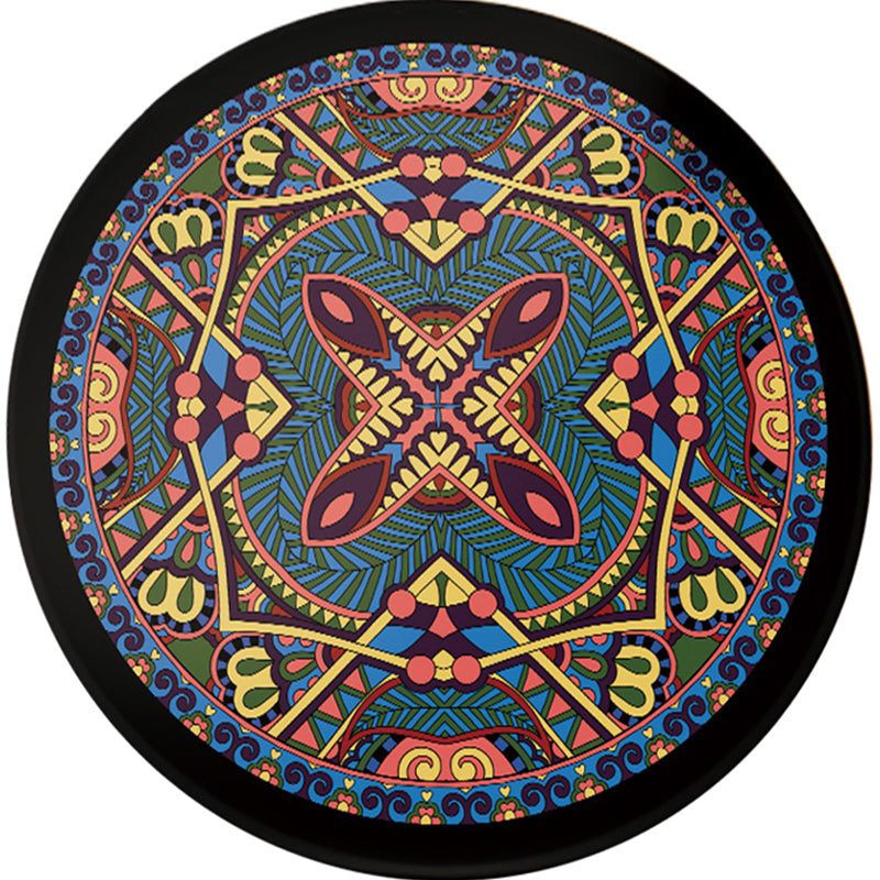 Southwest Tribal Carpet Red and Black Polyester Rug with Non-Slip Back Area Rug for Bedroom