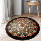 Southwest Tribal Carpet Red and Black Polyester Rug with Non-Slip Back Area Rug for Bedroom