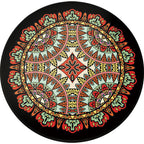 Southwest Tribal Carpet Red and Black Polyester Rug with Non-Slip Back Area Rug for Bedroom