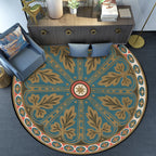 Blue Americana Rug Polyester Southwestern Leaf Rug with Non-Slip Back for the Bedroom
