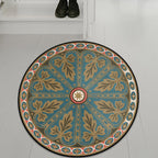 Blue Americana Rug Polyester Southwestern Leaf Rug with Non-Slip Back for the Bedroom