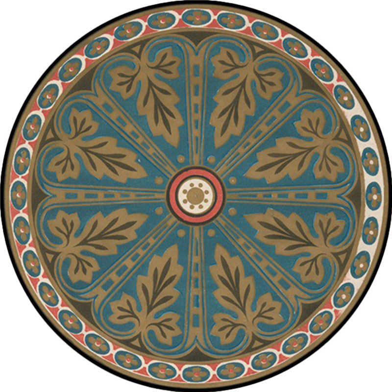 Blue Americana Rug Polyester Southwestern Leaf Rug with Non-Slip Back for the Bedroom