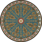 Blue Americana Rug Polyester Southwestern Leaf Rug with Non-Slip Back for the Bedroom