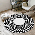 Moroccan floral geometric rug black and white polyester rug non-slip backing area rug for bedroom