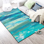 Blue bedroom rug Modern abstract oil painting pattern rug polyester washable rug