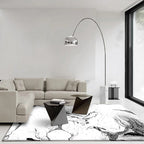 White bedroom rug Modern abstract ink painting pattern rug Polyester washable rug