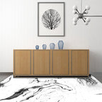 White bedroom rug Modern abstract ink painting pattern rug Polyester washable rug