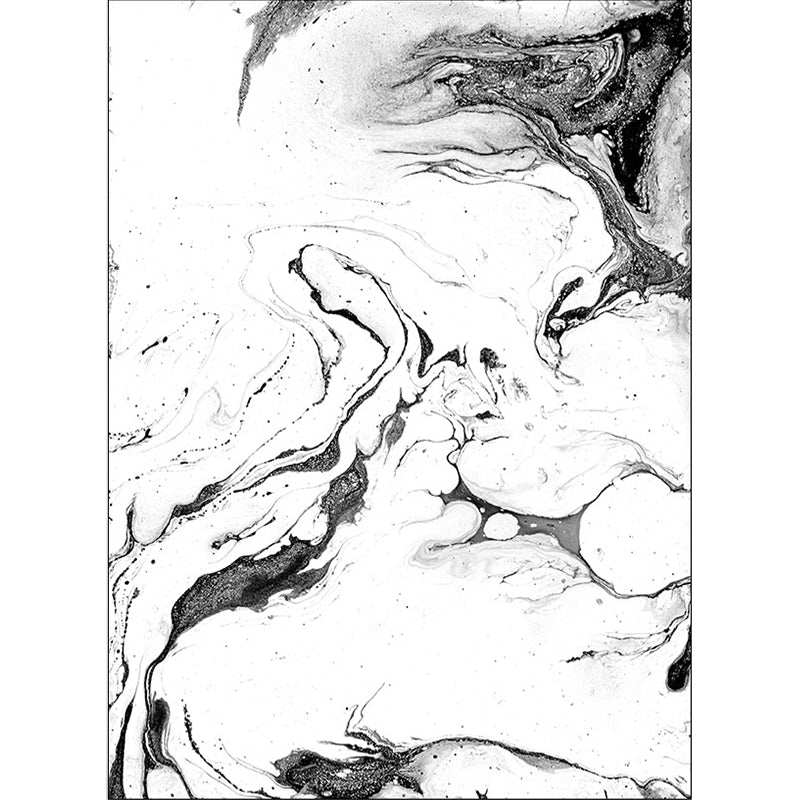 White bedroom rug Modern abstract ink painting pattern rug Polyester washable rug