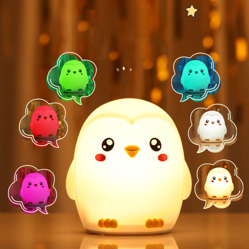 Colorful Penguins Tap Tap LED Nightstand Lamp