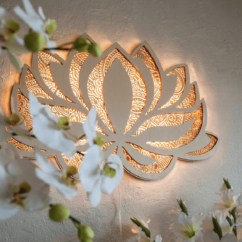 Handcrafted Mandala Wall Light made of Wood