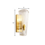 Rectangular Back Plate Metal Wall Lamp Modern Gold 1/2-Head Wall Light with Clear Prismatic Glass Shade