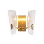 Rectangular Back Plate Metal Wall Lamp Modern Gold 1/2-Head Wall Light with Clear Prismatic Glass Shade