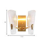 Rectangular Back Plate Metal Wall Lamp Modern Gold 1/2-Head Wall Light with Clear Prismatic Glass Shade