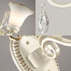Milk glass flower wall lamp vintage 1/2 head wall-mounted light with clear crystal accent in white for the bedroom