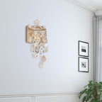 Linear Wall Mount Light Modern Style Shell and Crystal 1/3-Light Wall Light with Pearl Decoration in Gold