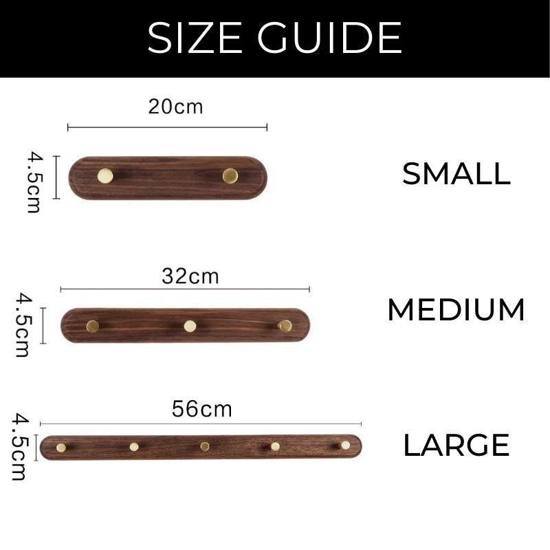 WandHout – Minimalistic wooden wall coat rack with brass hooks