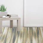 Light brown modern rug made of polyester with brush-stroke striped pattern washable rug with non-slip backing rug for the living room