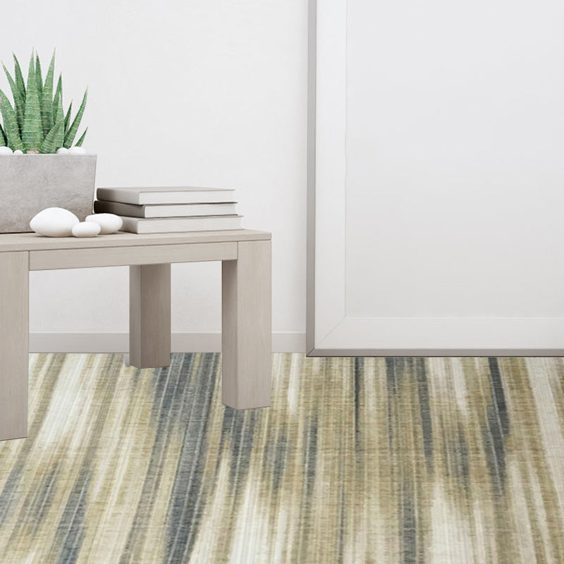 Light brown modern rug made of polyester with brush-stroke striped pattern washable rug with non-slip backing rug for the living room