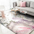 Pink and White Nordic Rug Polyester Abstract Rug Washable Non-Slip Backing Rug for Living Room