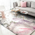 Pink and White Nordic Rug Polyester Abstract Rug Washable Non-Slip Backing Rug for Living Room