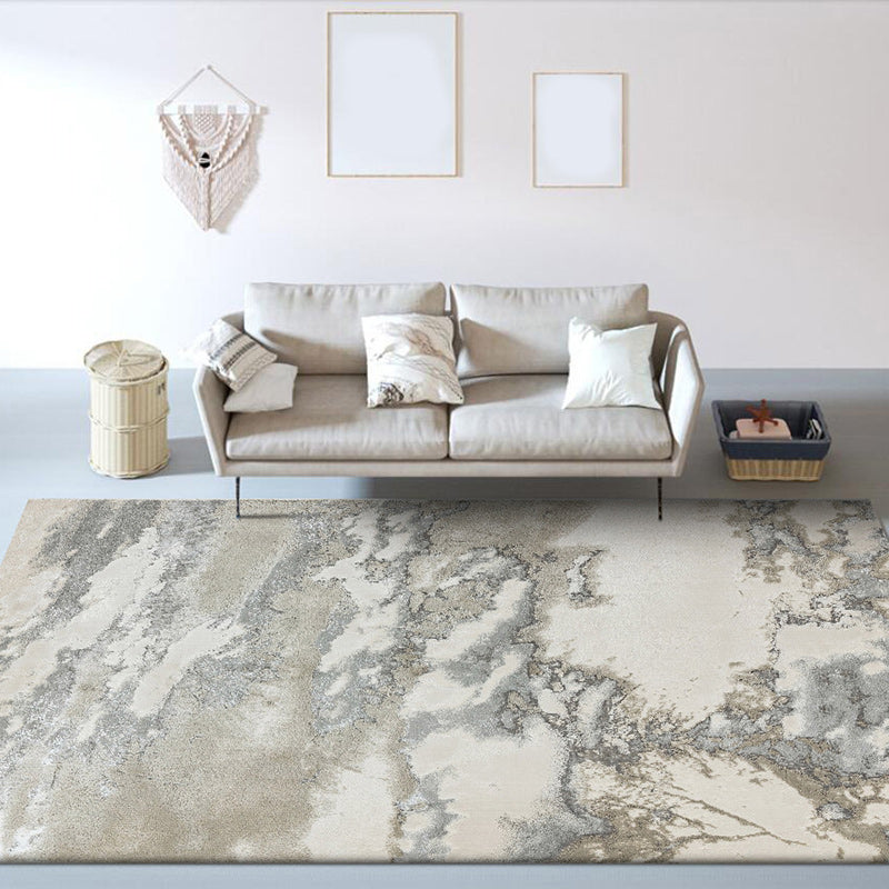 Nordic Abstract Rug Gray Polyester Rug Washable Non-Slip Mat Rug for the Bedroom