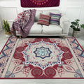 Pink Bedroom Rug Moroccan Medallion Floral Pattern Area Rug Polyester Machine Washable Non-Slip Backing Rug