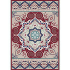 Pink Bedroom Rug Moroccan Medallion Floral Pattern Area Rug Polyester Machine Washable Non-Slip Backing Rug